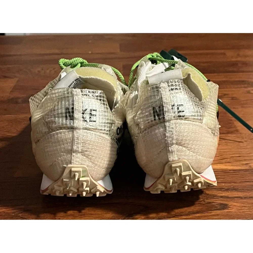 Nike Off-White Waffle Racer White Electric Green CD8180-100 Womens Sneaker 11.5